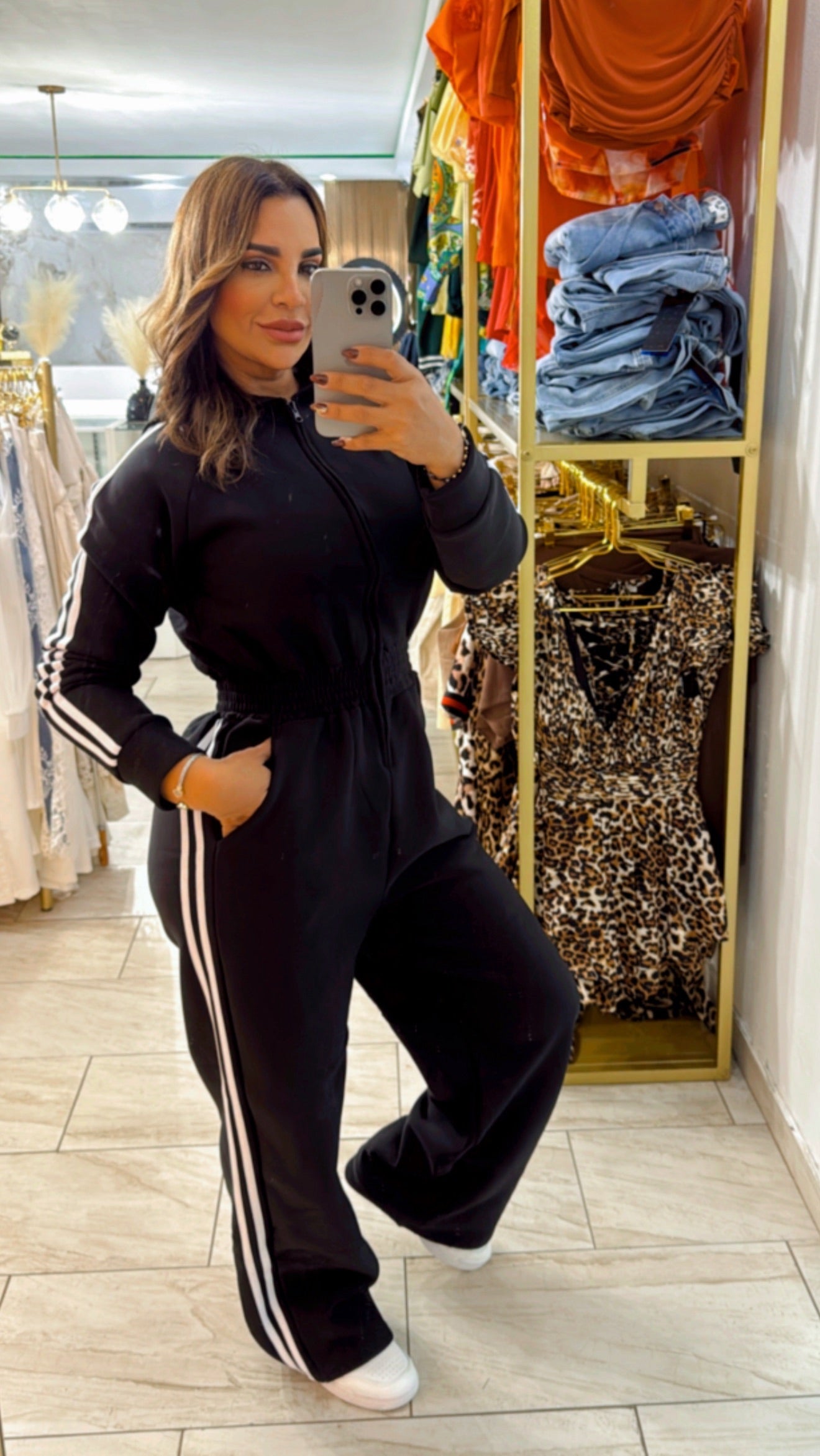 Travel Black & WhiteJumpsuit (utilicé talla M) spandex