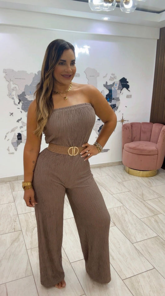 Maracaibo Mocha Jumpsuit (incluye cinturón)