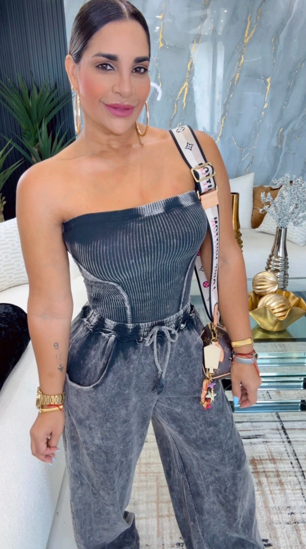 Mineral Wash Black Jumpsuit (spandex)