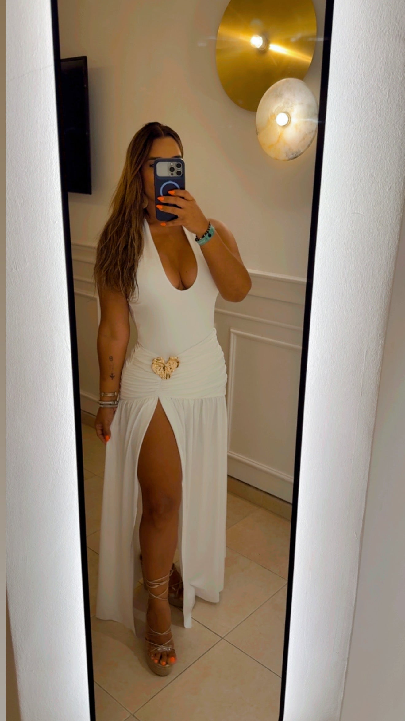 Yurta White Bodysuit & Skirt Set (spandex)