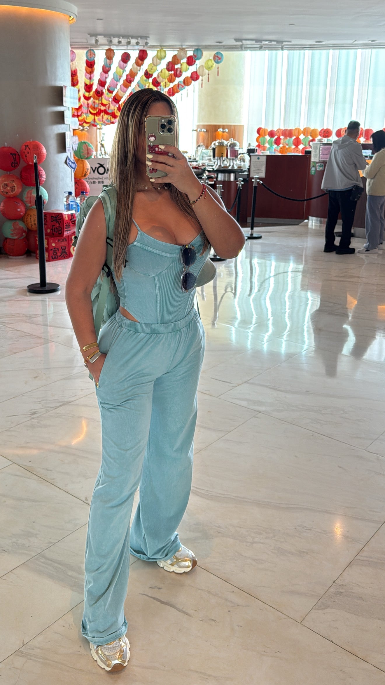 Aqua Blue Bodysuit Set (spandex)