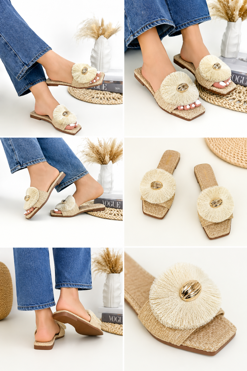Portofino Beige Boho Flat Sandals