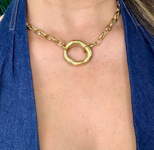 Round Gold Necklace (material acero inoxidable)