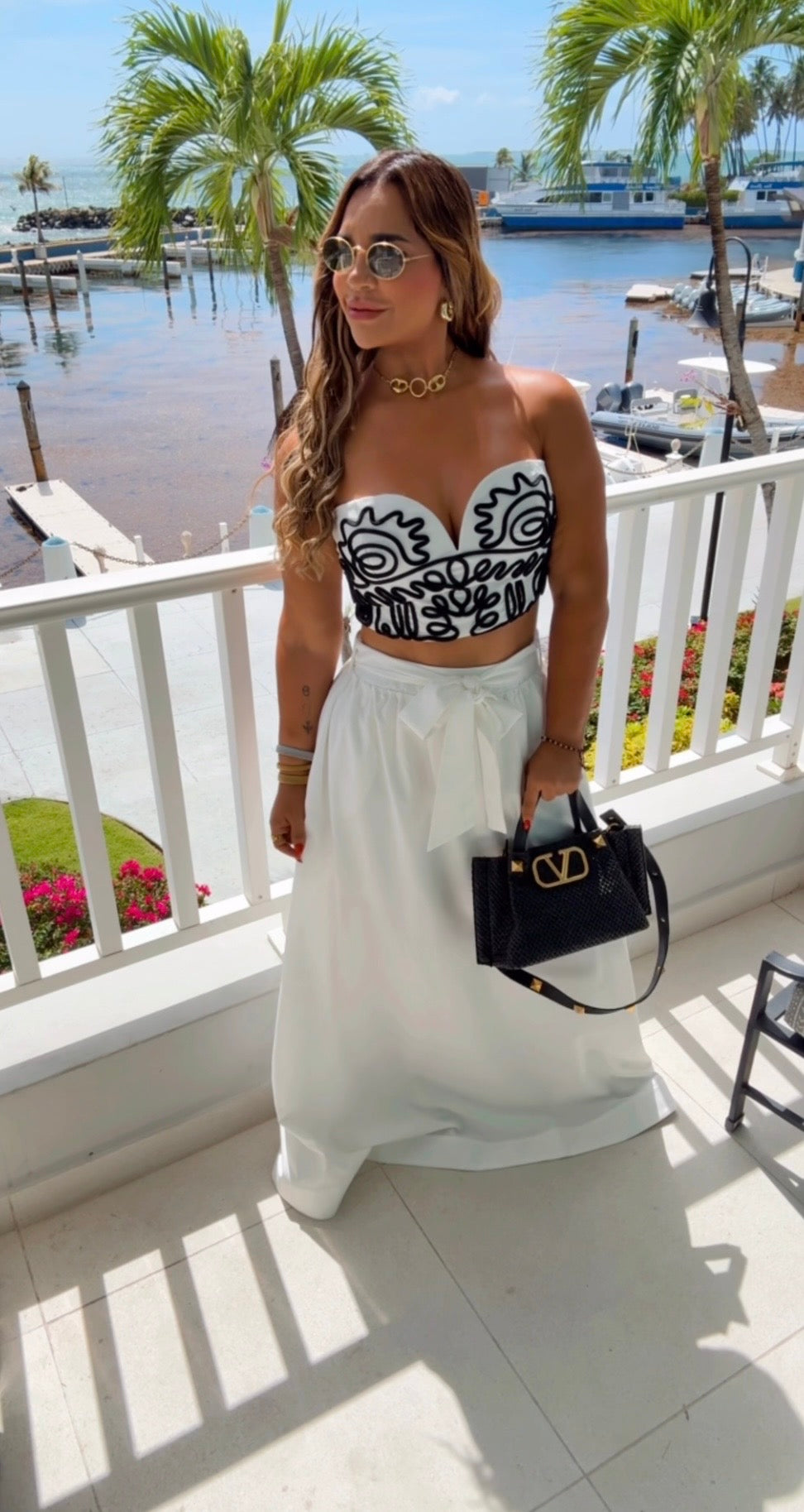 La Toscana Black & White Skirt Set (spandex)