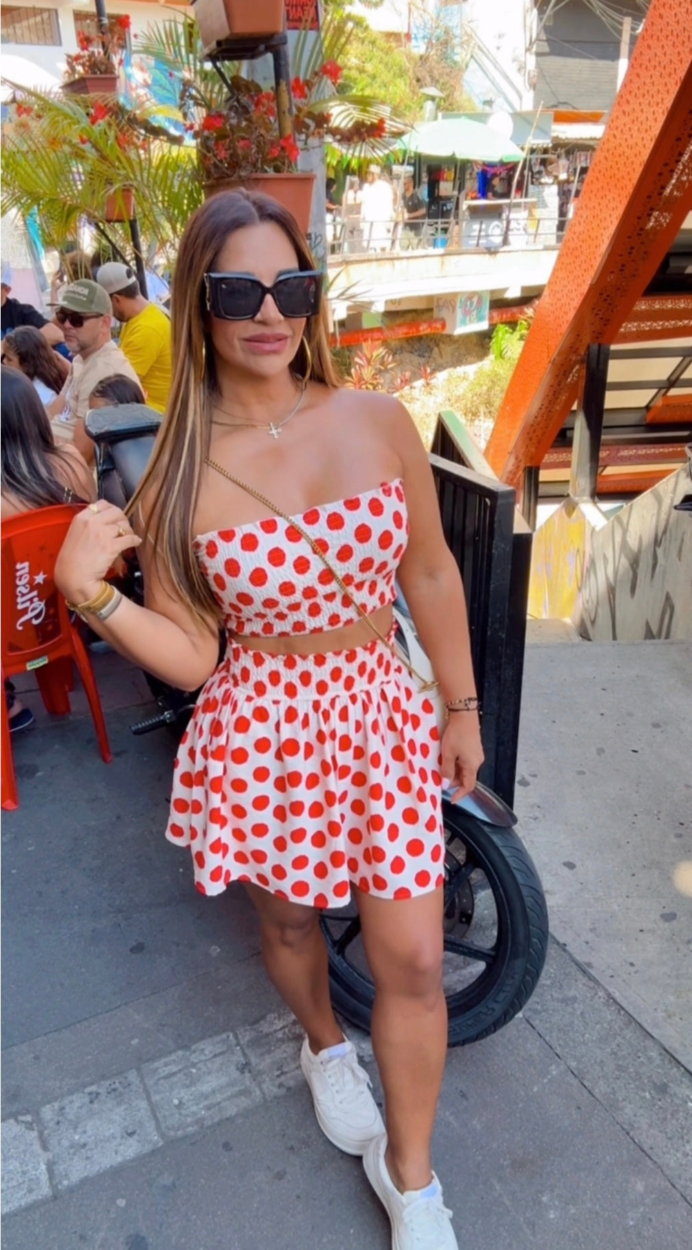 Polka Dots Red Skirt Set (spandex)