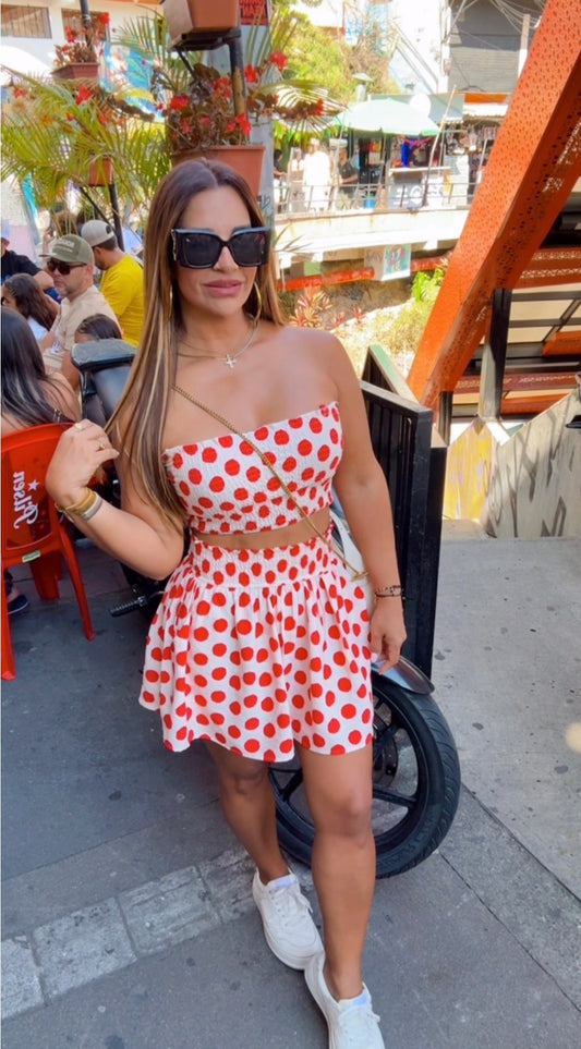 Restock Polka Dots Red Skirt Set (spandex) Llegan el próximo Lunes