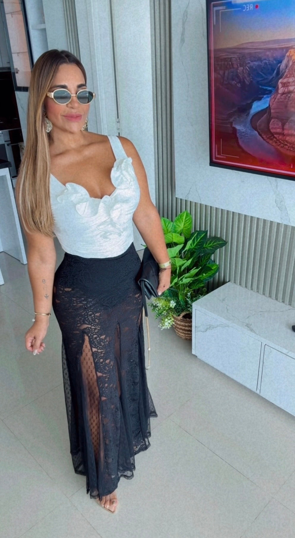 Lace Black Skirt (spandex) Trae panty integrado