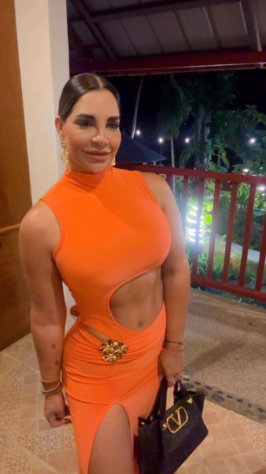 Gem Orange Bodysuit & Skirt Set (stretch)