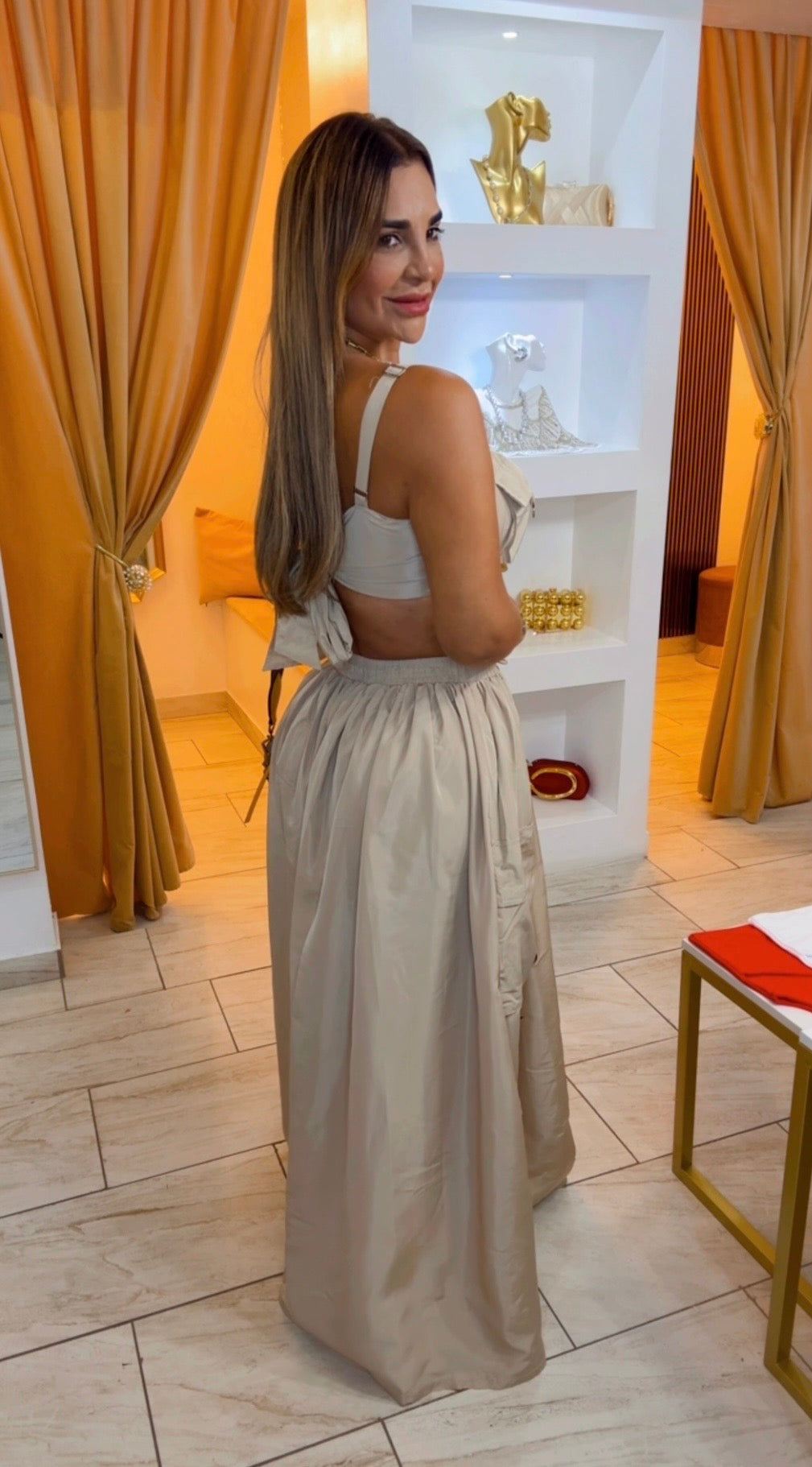 Luxemburgo Beige Skirt Set (spandex)