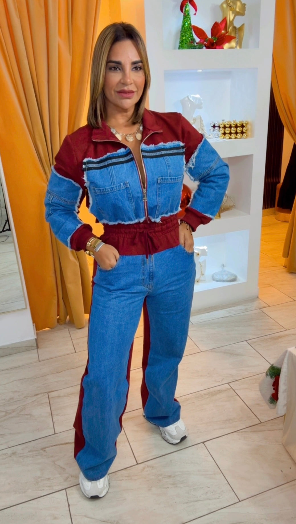 Viena Burgundy & Denim Set (utilicé talla Small)