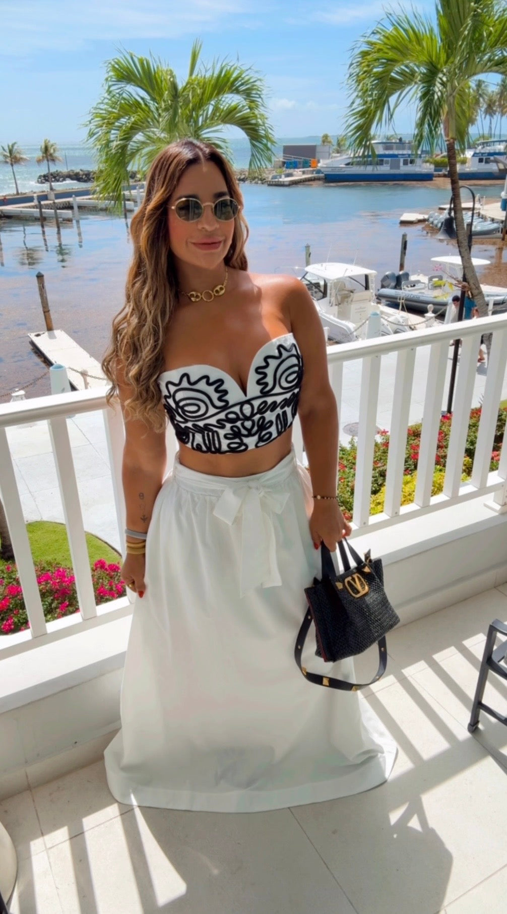 La Toscana Black & White Skirt Set (spandex)