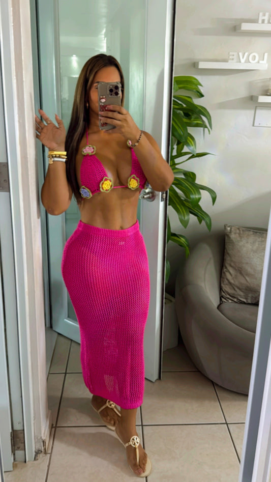 Mandala  Pink Crochet Set (stretch) puesto en M