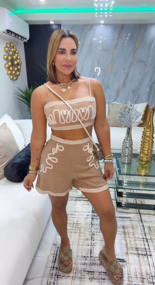 Tulum Mocha Boho Set (spandex) utilicé talla M