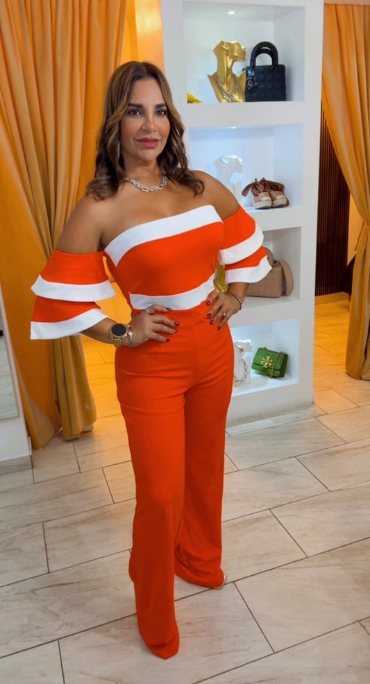 Cataleya Orange Jumpsuit (stretch) utilicé talla Médium