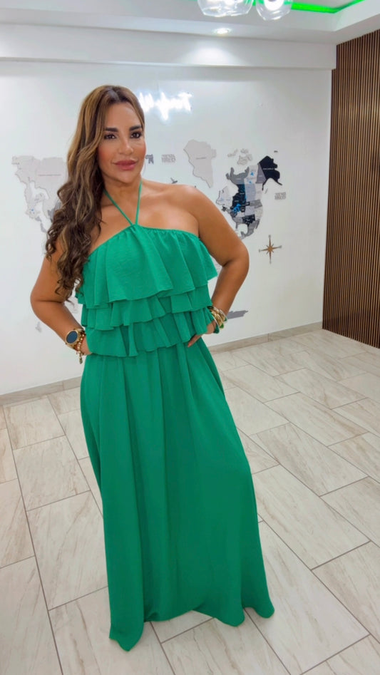 Madagascar Green Dress (stretch) utilicé talla M