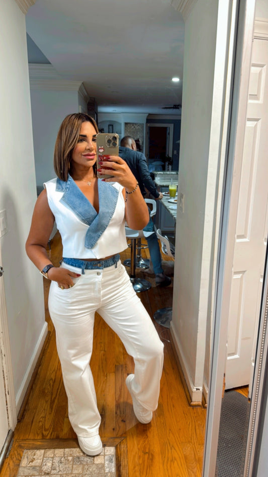 South Carolina White Denim Set  (spandex) utilicé talla Médium