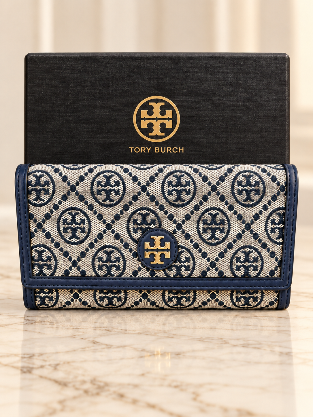 Tory Navy Blue Wallet (incluye caja)