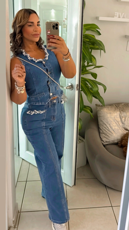 Perla Del Sur Denim Set (stretch) utilicé talla Médium