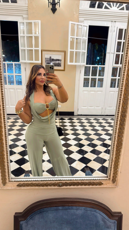 Galaxy Green Set (enterizo y top) stretch