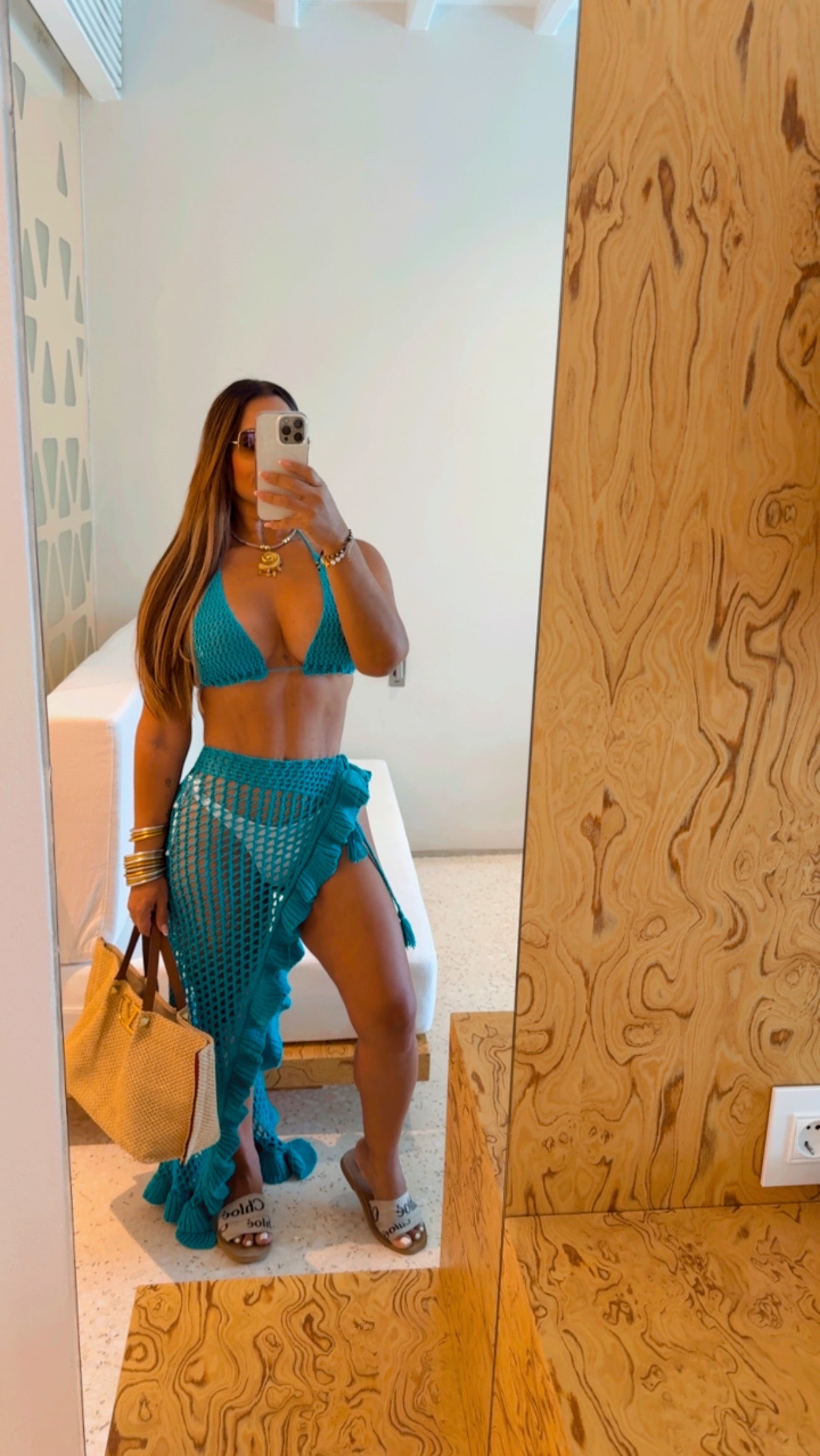 Paros Turquoise Crochet Set (spandex)
