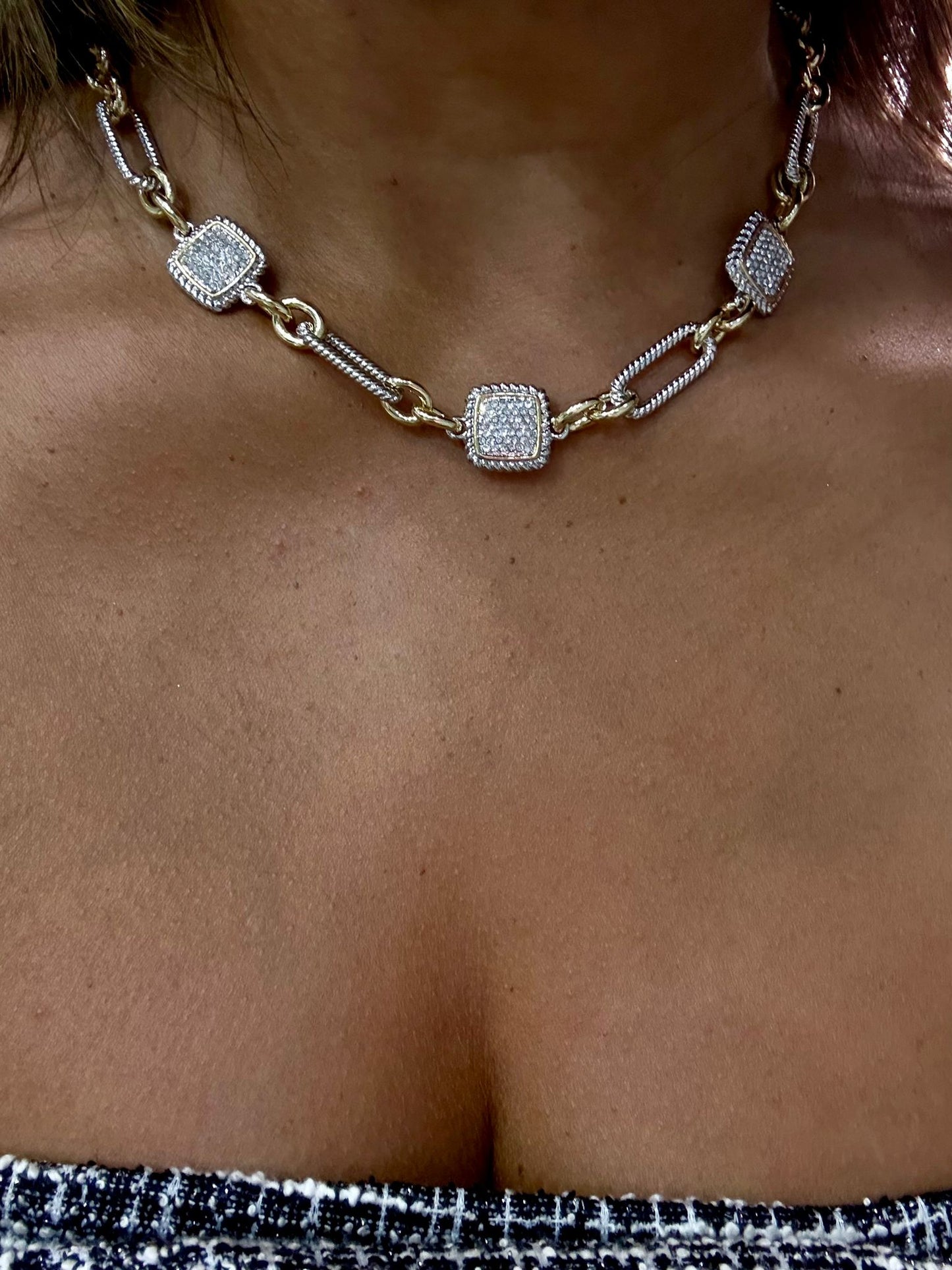 Shine Royal Necklace (Two Tones) (Gold Plated)