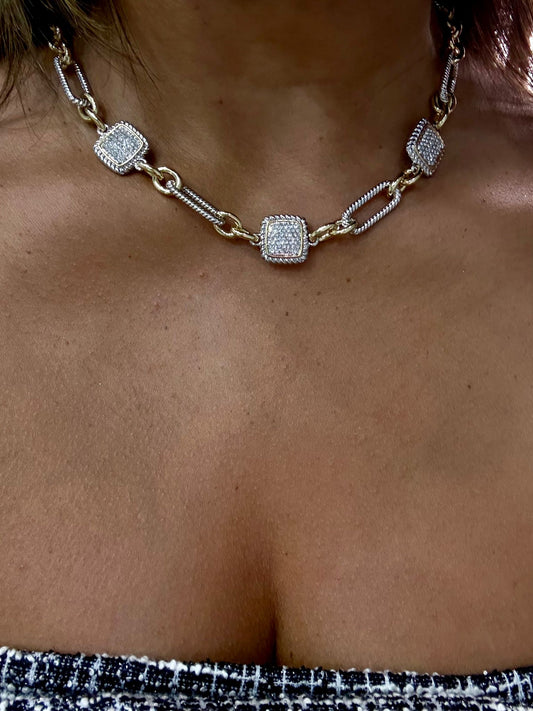 Shine Royal Necklace (Two Tones) (Gold Plated)