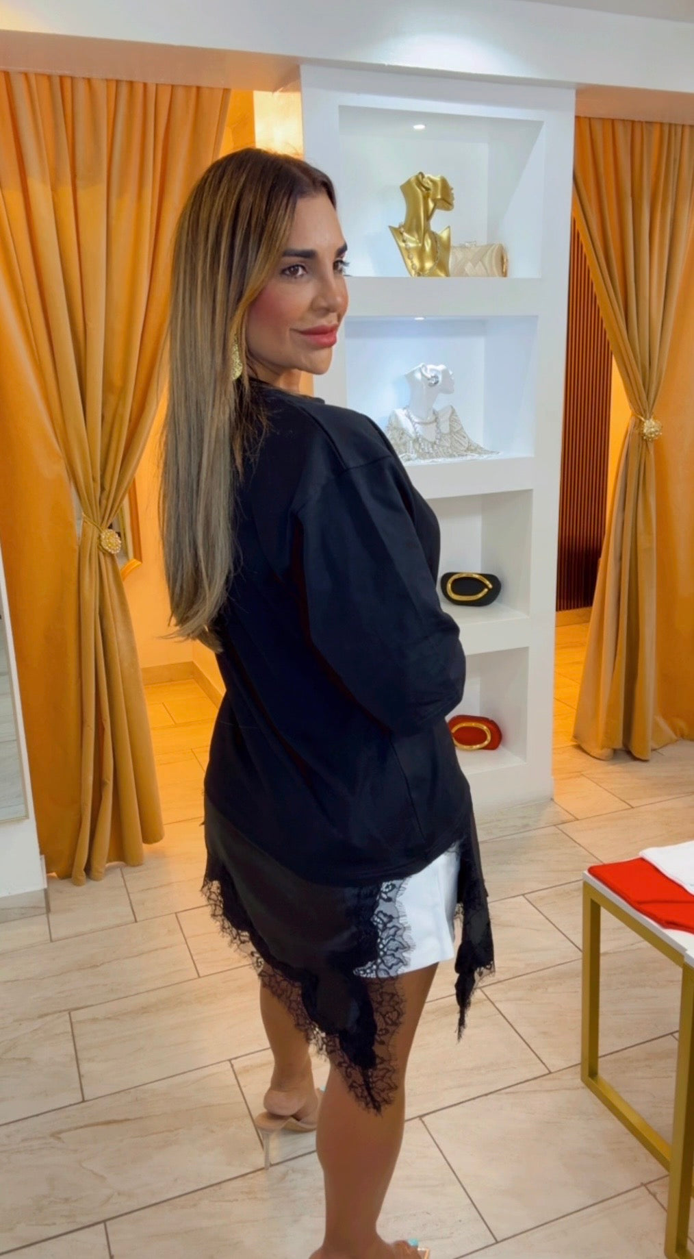 Black Lace Tshirt Dress (oversize)