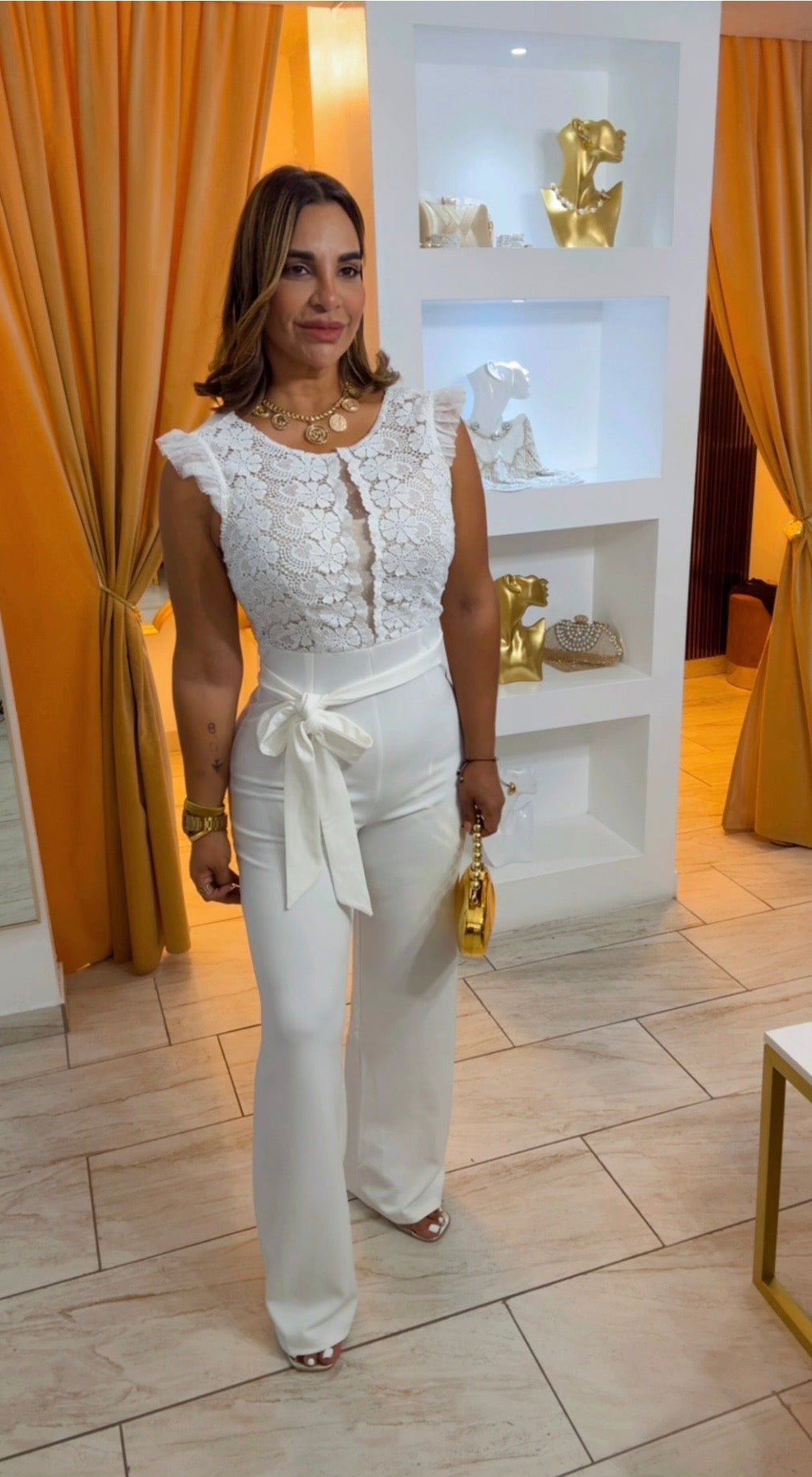 Montgomery White Jumpsuit (spandex) utilicé talla M