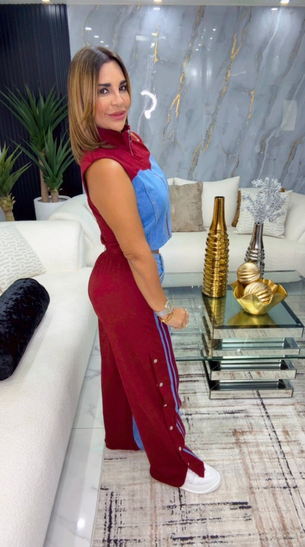 Manhattan Burgundy Denim Set (spandex)