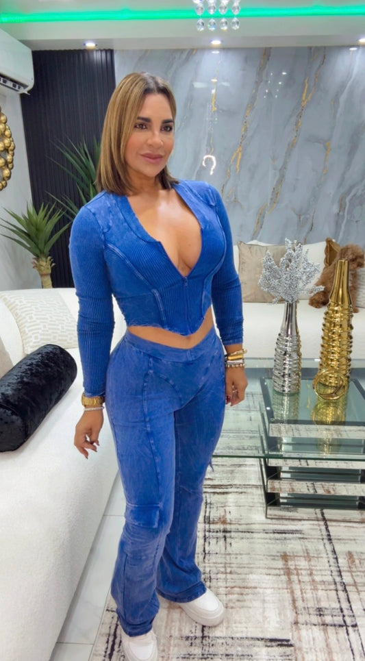 Medallo Blue Mineral Wash Set (stretch) utilicé talla médium