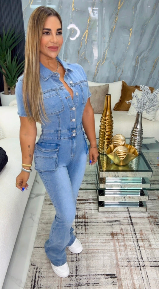 Vibrant Denim Jumpsuit (spandex)