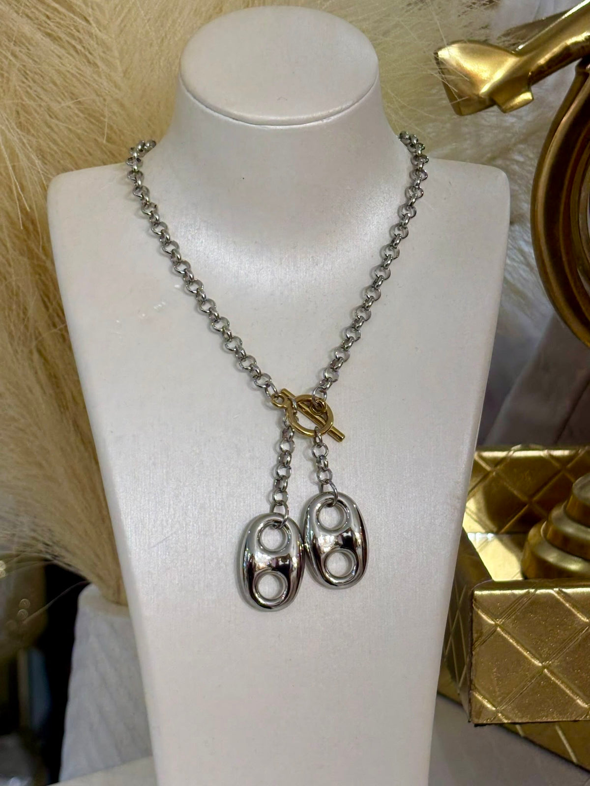 Guci 2 Tones Necklace (acero inoxidable)