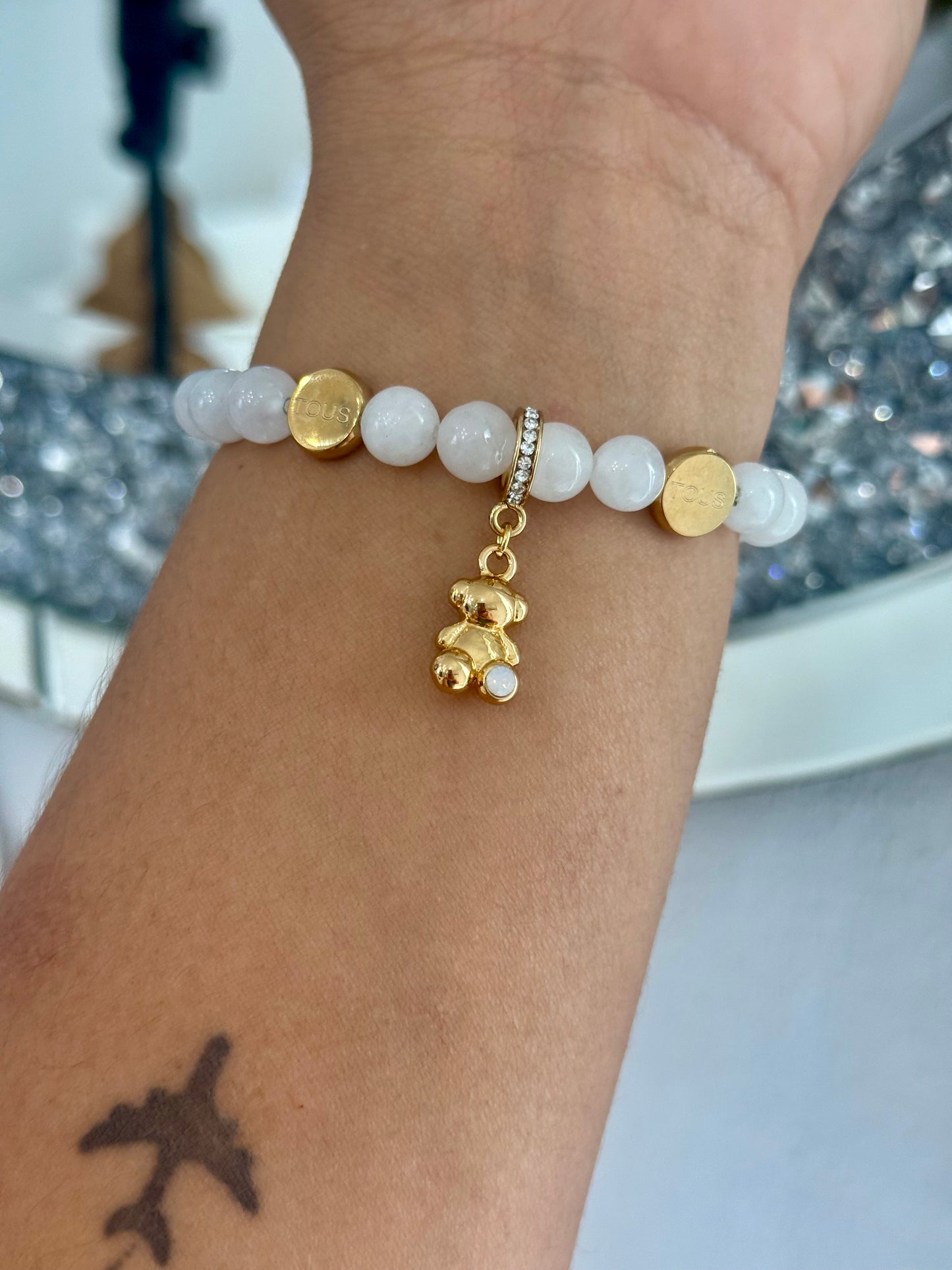 Bear White Cristal Bracelet (acero inoxidable)