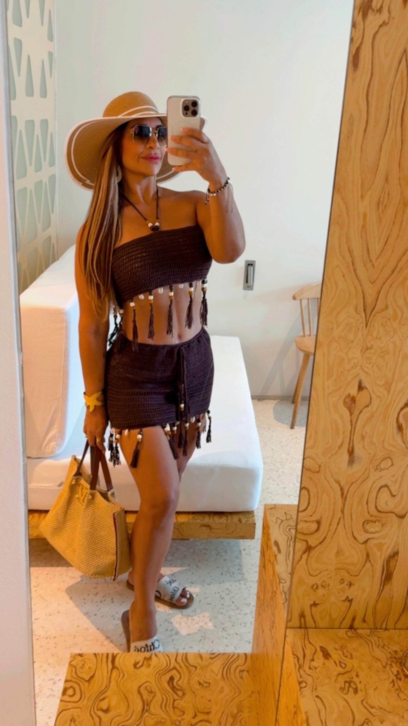 Amorgos Chocolate Crochet Set (spandex)