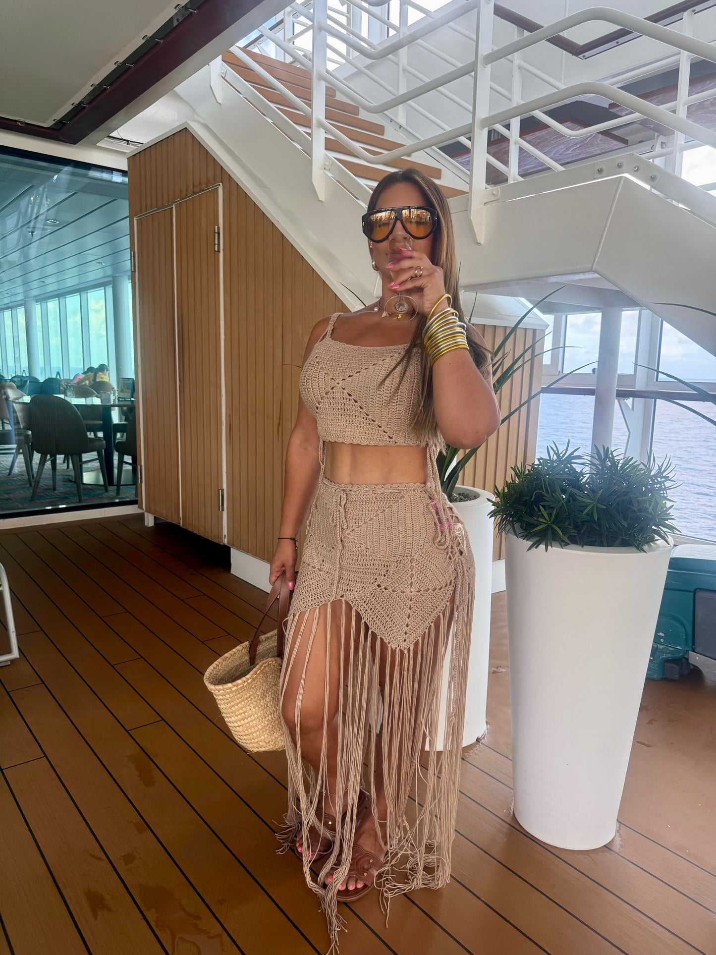 Boho Crochet Beige Set (spandex)