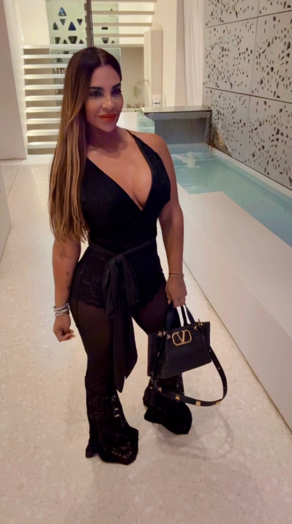 Gialos Lace Black Jumpsuit (incluye panty) Spandex