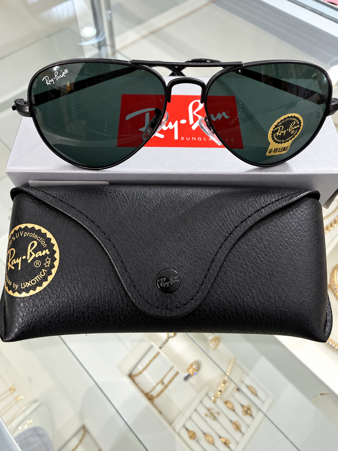 RBan Aviator Black Sunglasses (Kit completo) unisex