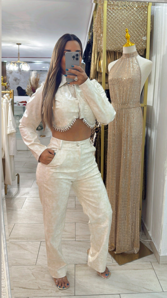 Viena Beige Leather Set