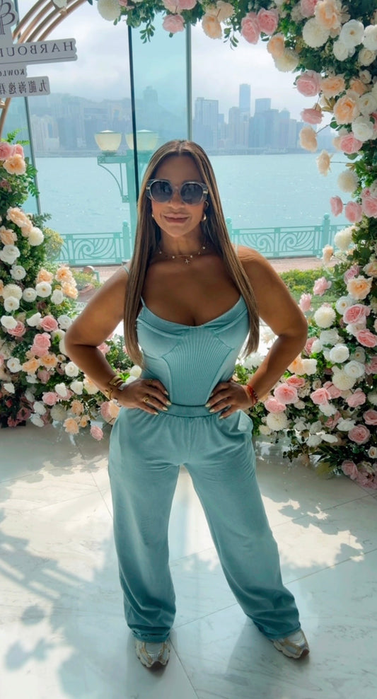 Aqua Blue Bodysuit Set (spandex)