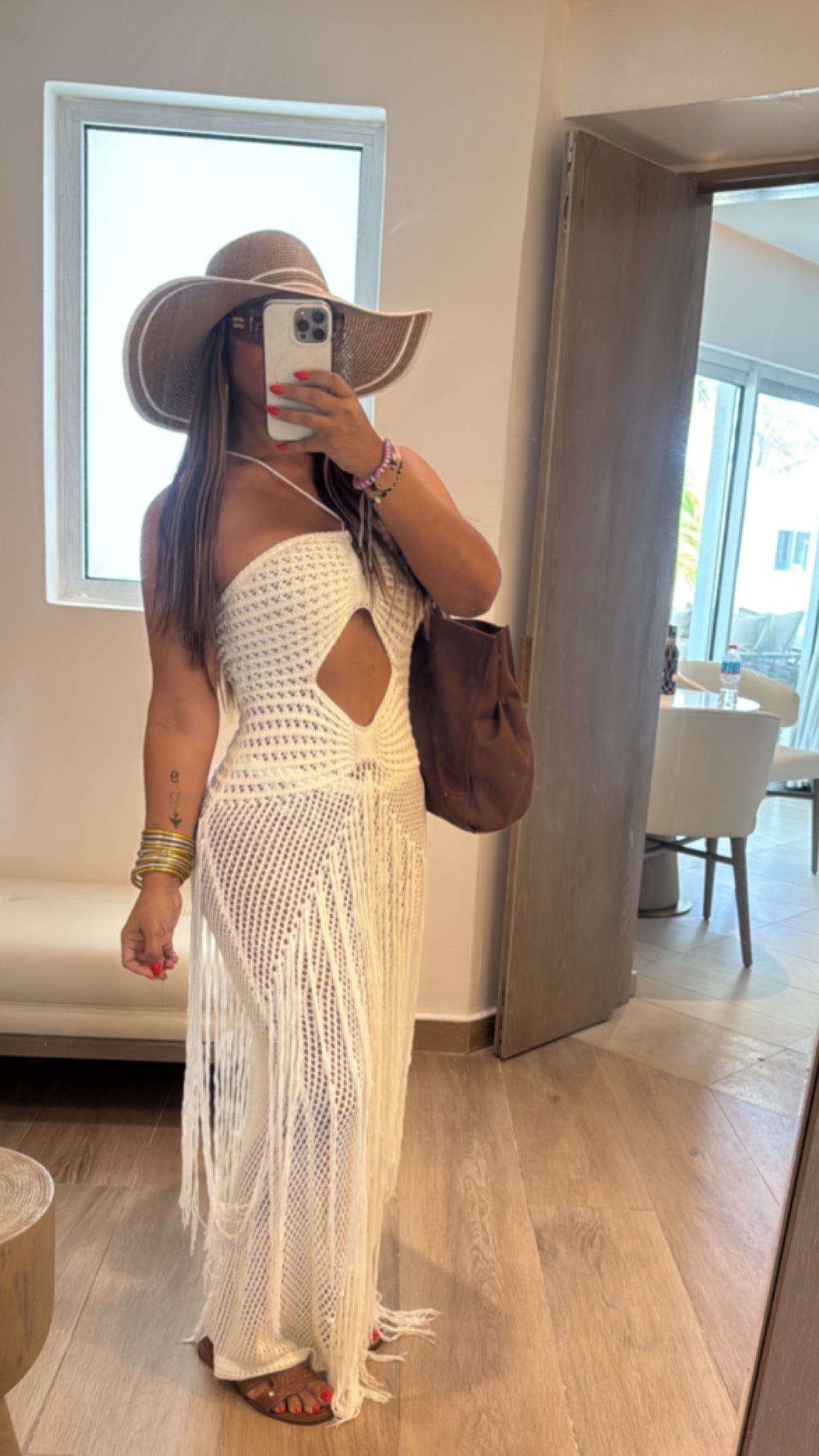 Soft White Crochet Dress (spandex