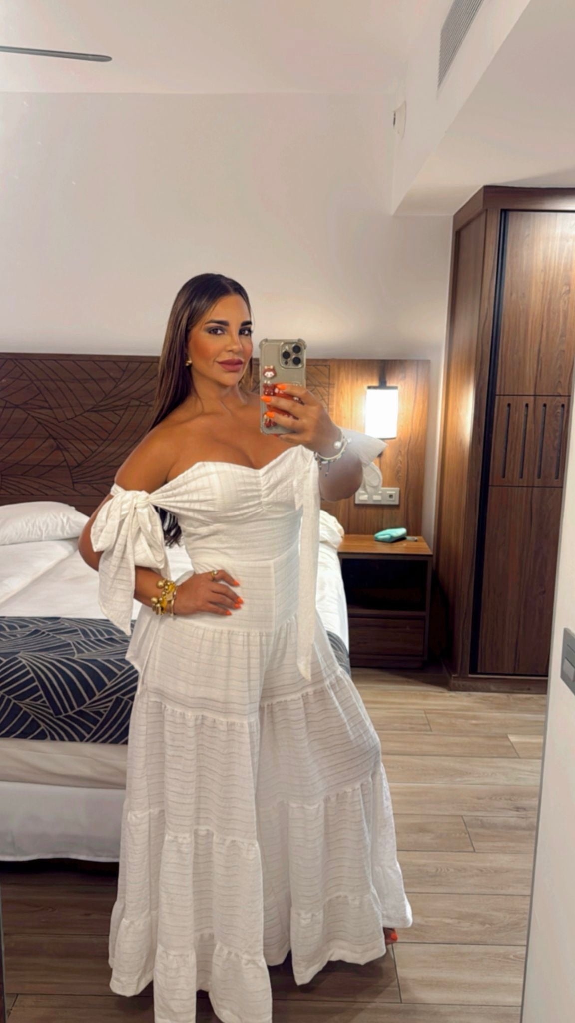 Jamaica White Palazzo Jumpsuit (stretch) utilicé en Médium