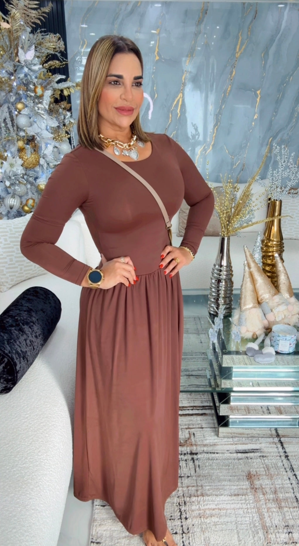 Burdeos Brown Dress (spandex)