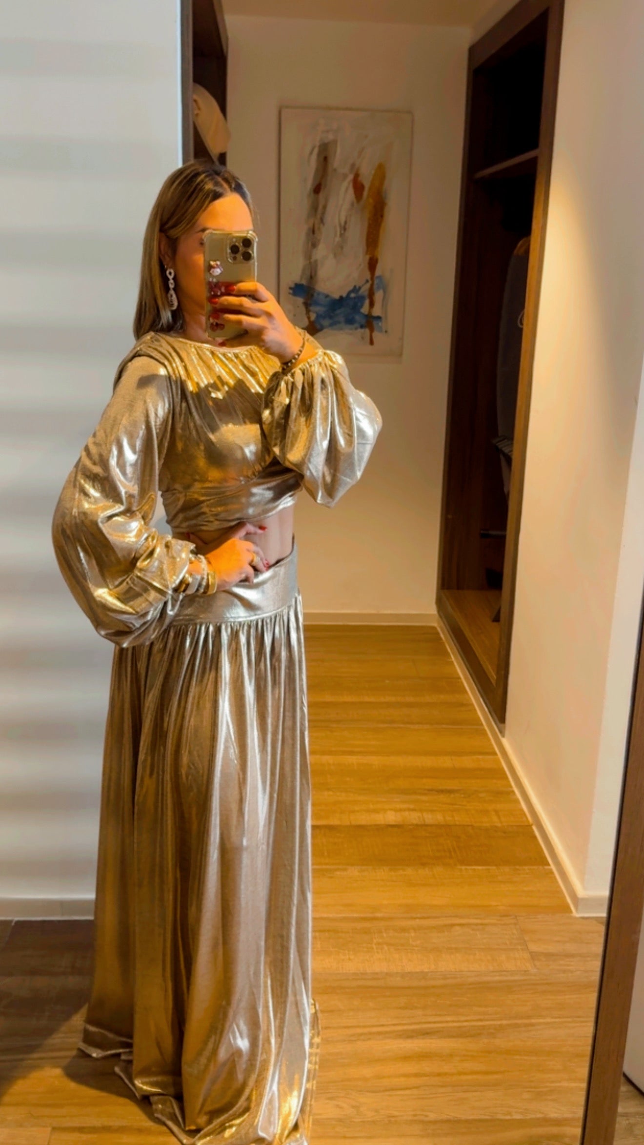 Reethi Golden Skirt Set (spandex) utilicé talla Médium