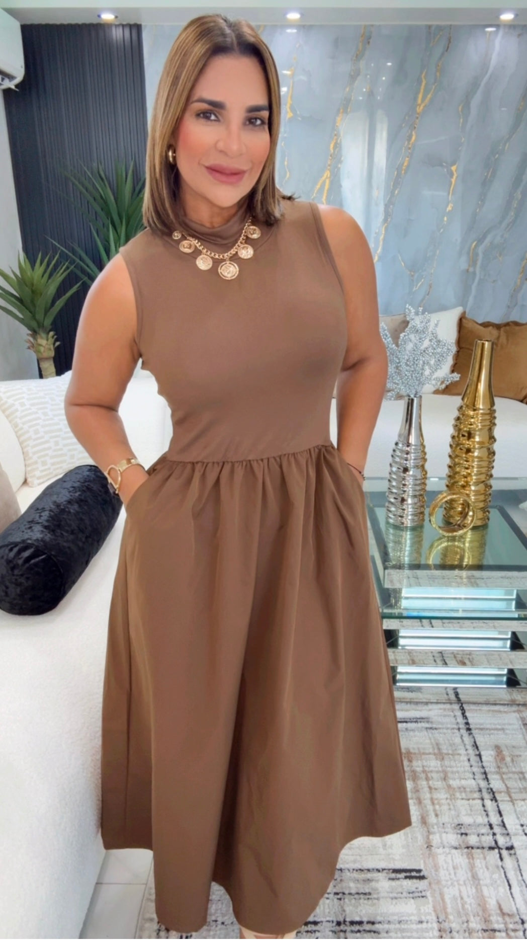 Grecia Brown Dress (No incluye Correa) stretch (utilicé talla M)