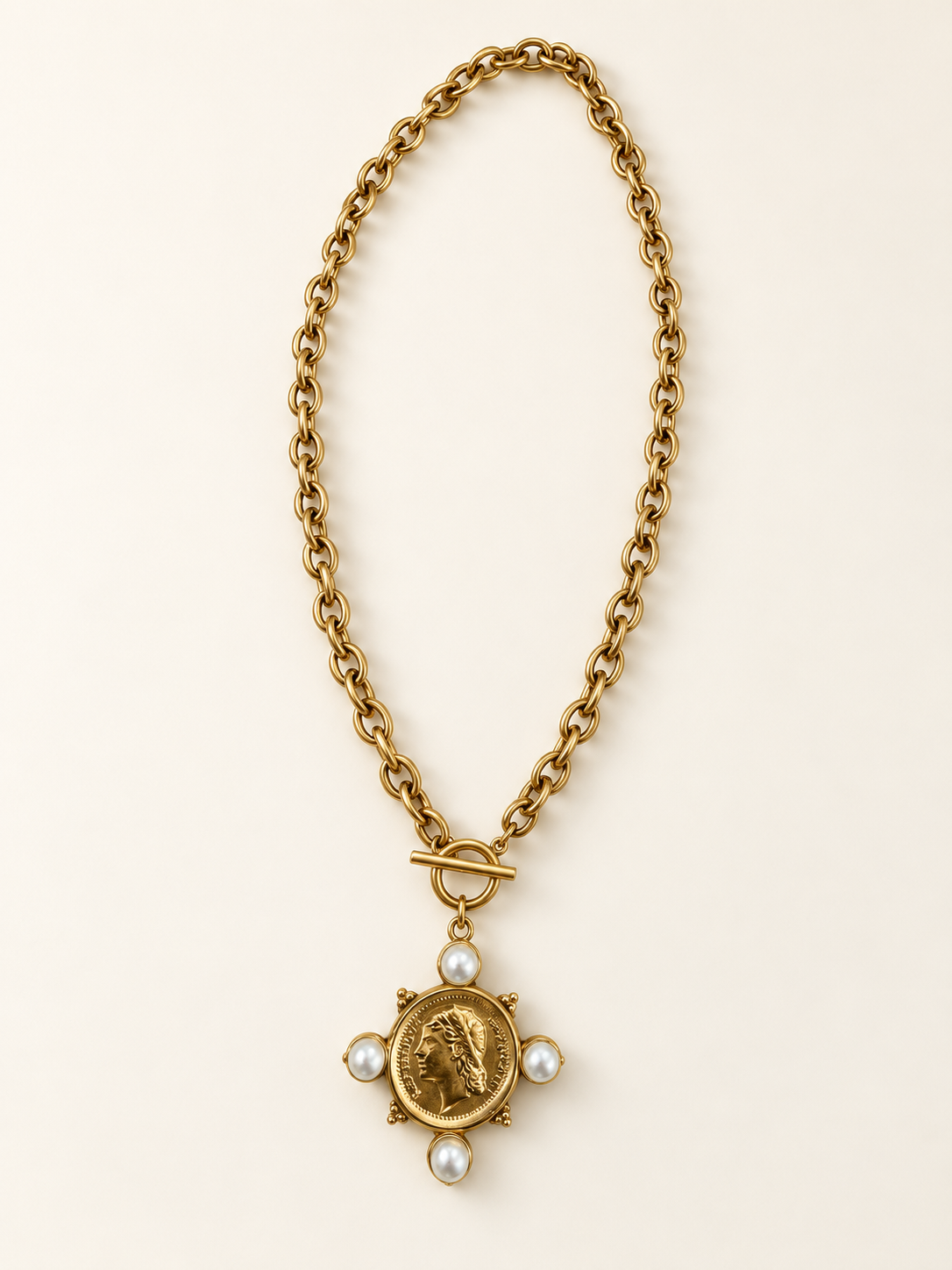 Pearl Coin Necklace (acero inoxidable)