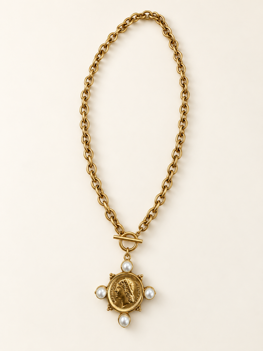 Pearl Coin Necklace (acero inoxidable)