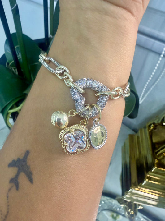 Shine my heart two tones multi charms (gold plated material)