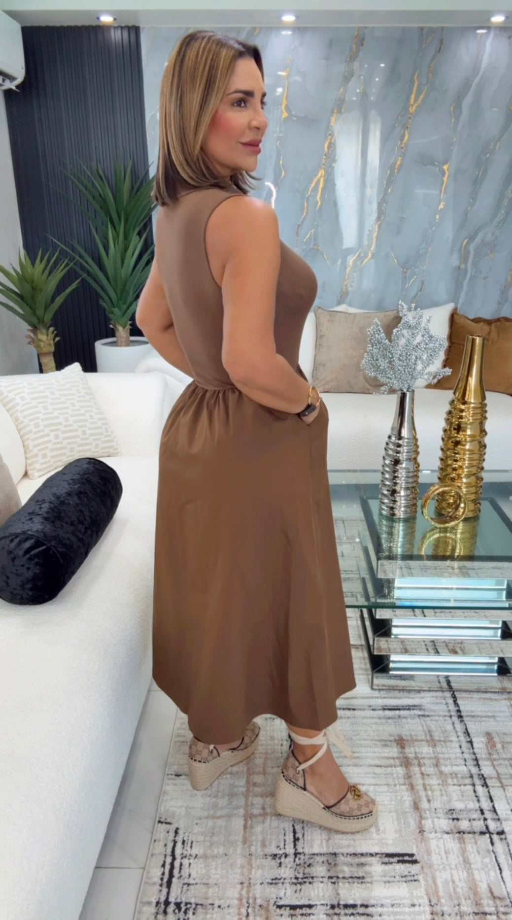 Grecia Brown Dress (No incluye Correa) stretch (utilicé talla M)