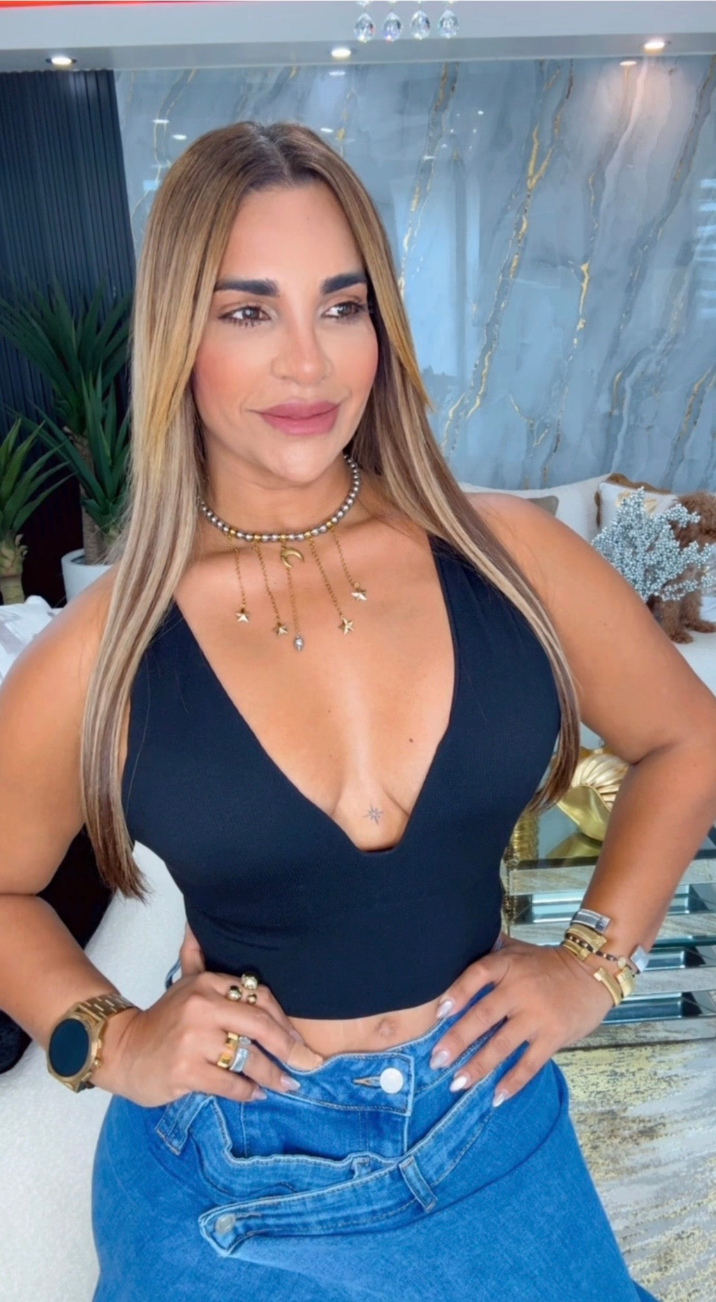 Niza Black Top Bra (levantamiento de busto y control de abdomen)