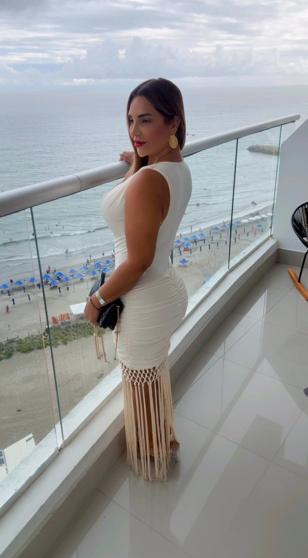 Cartagena Ivory Fringes Dress (spandex) no clarea
